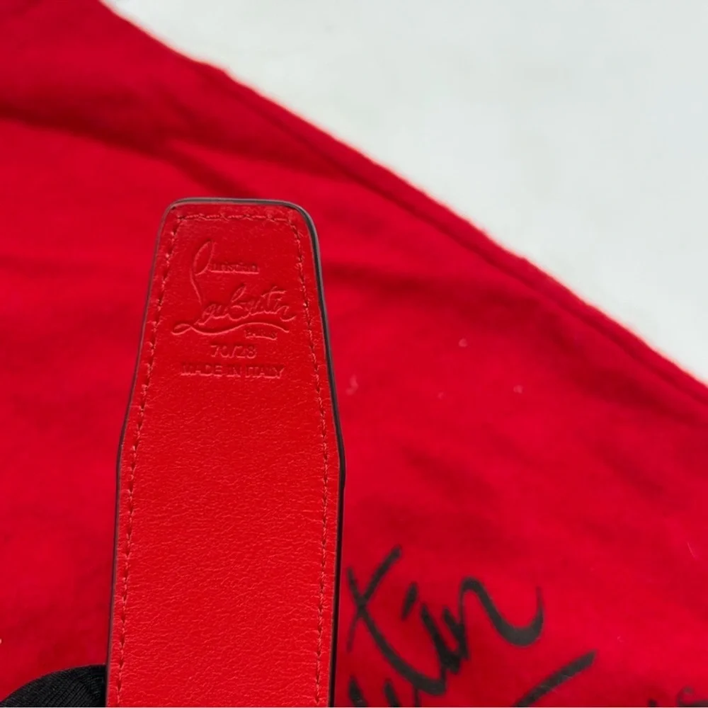 Women’s Christian Louboutin CL logo grain leather belt size 70 cm/28 inch NWT - Picture 4 of 8